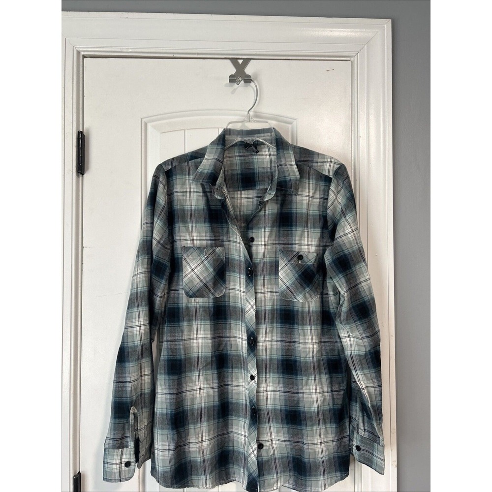 Disney Take Me To Neverland Ladies XL Flannel Plaid Shirt Peter Pan